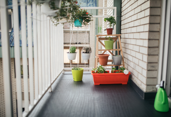 terraço de apartamento decorado com plantas e flores